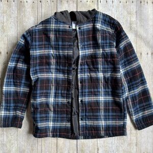 Old Navy Kids Plaid Puffer Jacket - Blue, Black, and Red